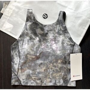 NWT New LULULEMON Align High Neck Crop Tank Shine Black Silver Metallic 6